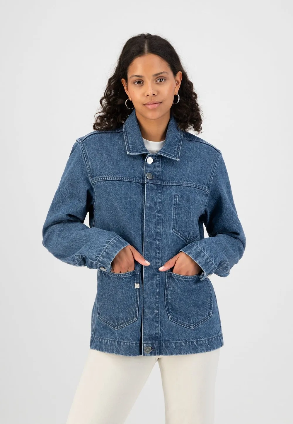 Veste en jean en chanvre, coton bio et recyclé - jackson medium stone femme