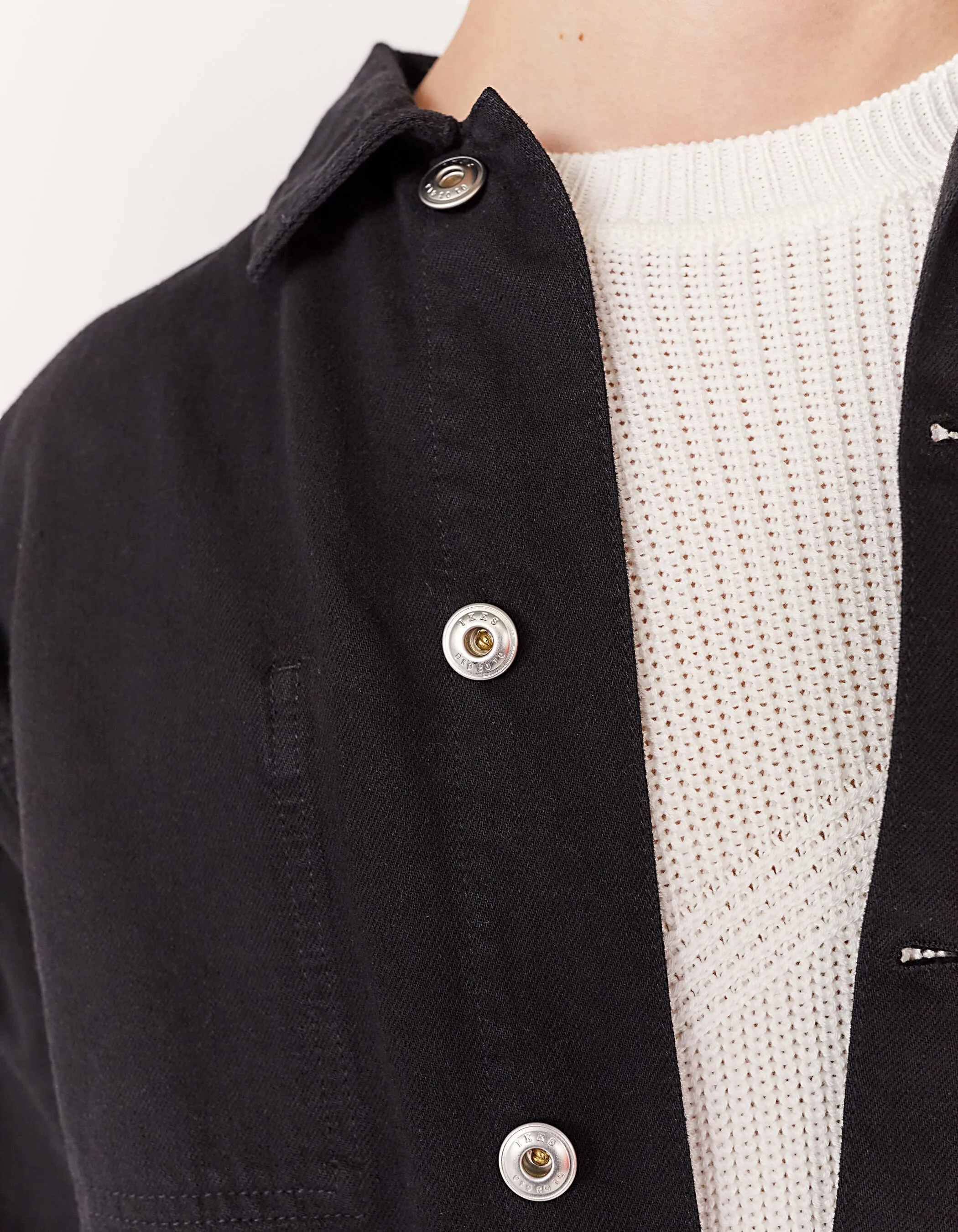 Veste workwear en jean noir coton et chanvre Homme