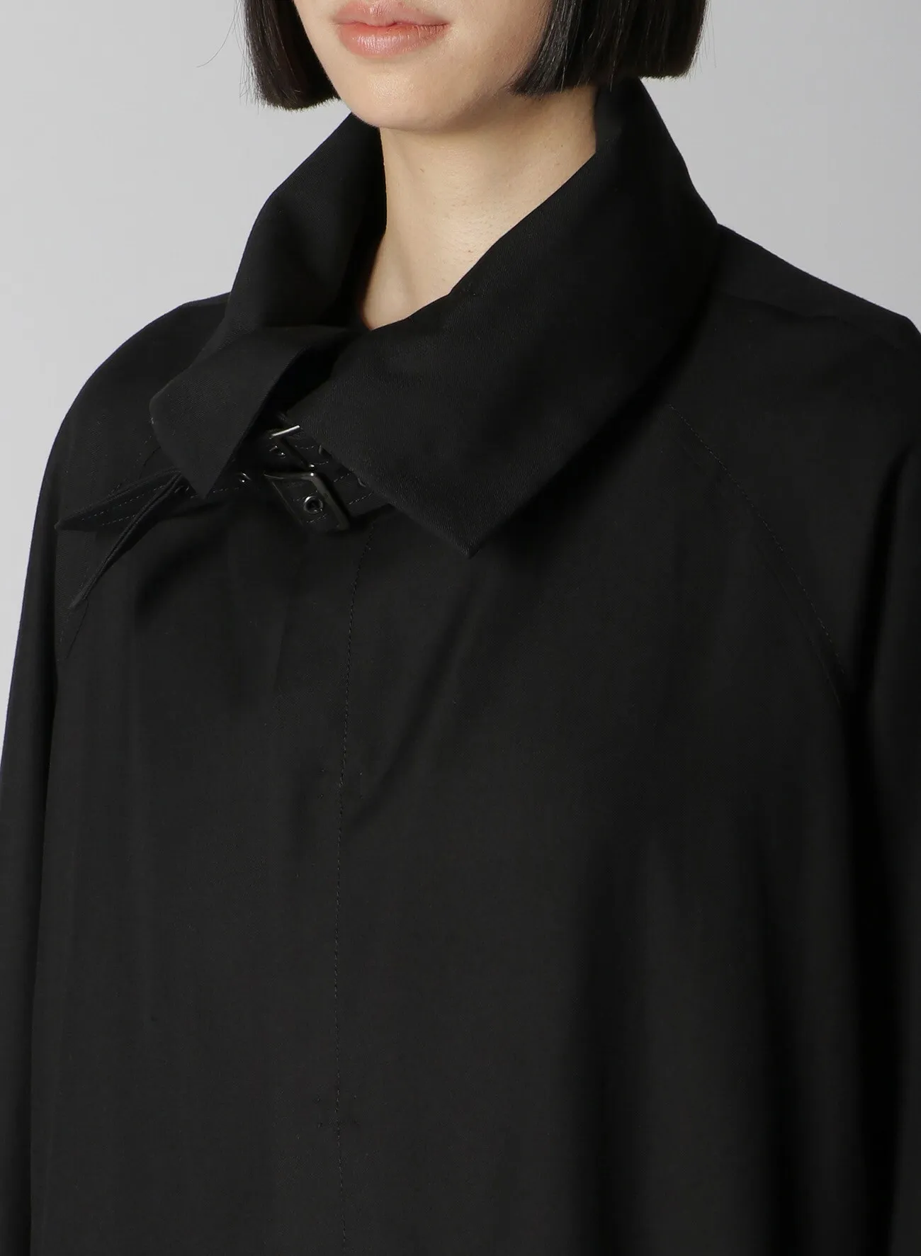 WOOL/RAYON GABARDINE COLLAR BELT DETAIL COAT