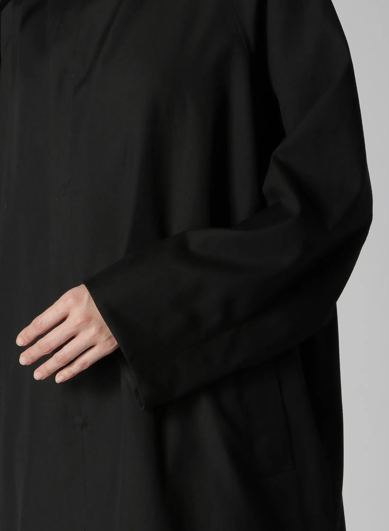 WOOL/RAYON GABARDINE COLLAR BELT DETAIL COAT