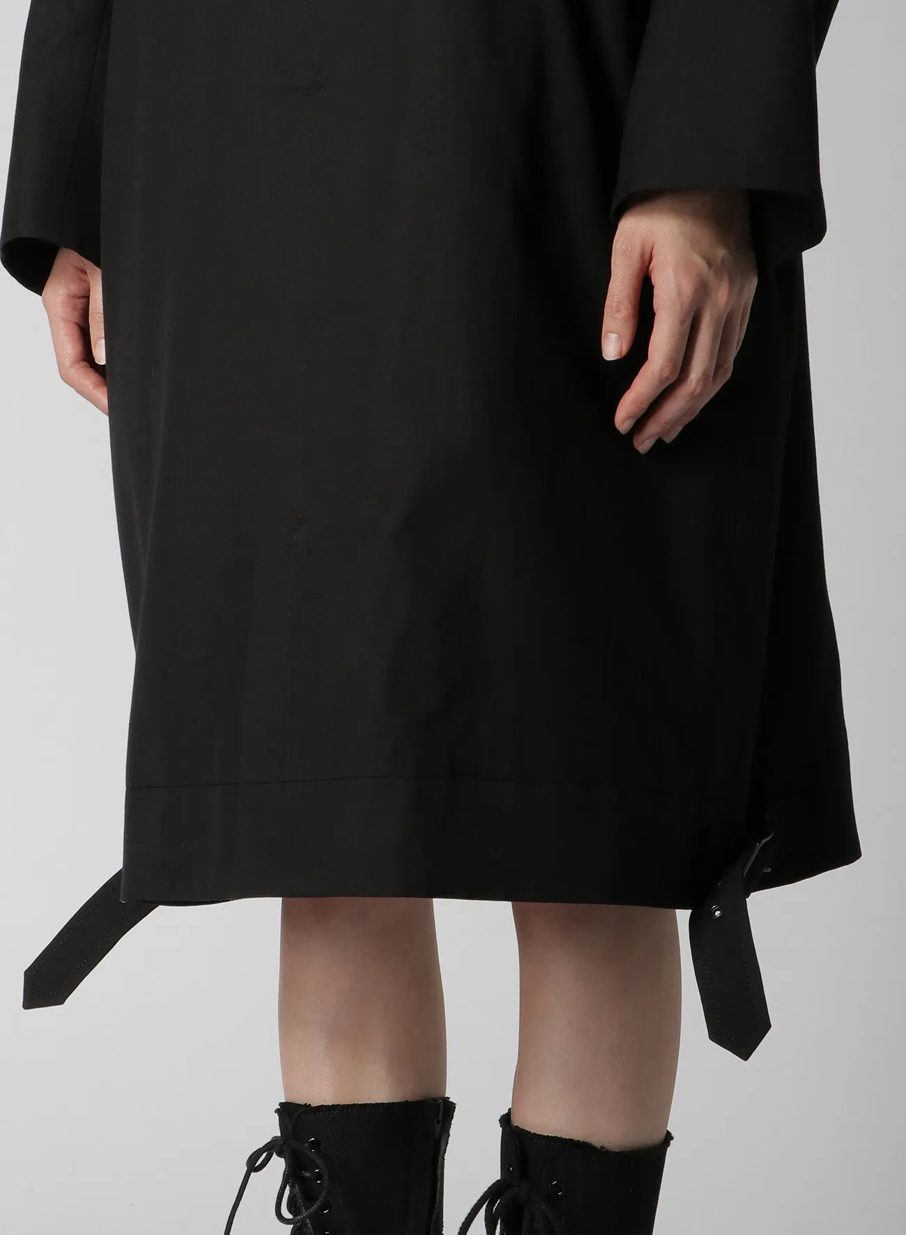 WOOL/RAYON GABARDINE COLLAR BELT DETAIL COAT