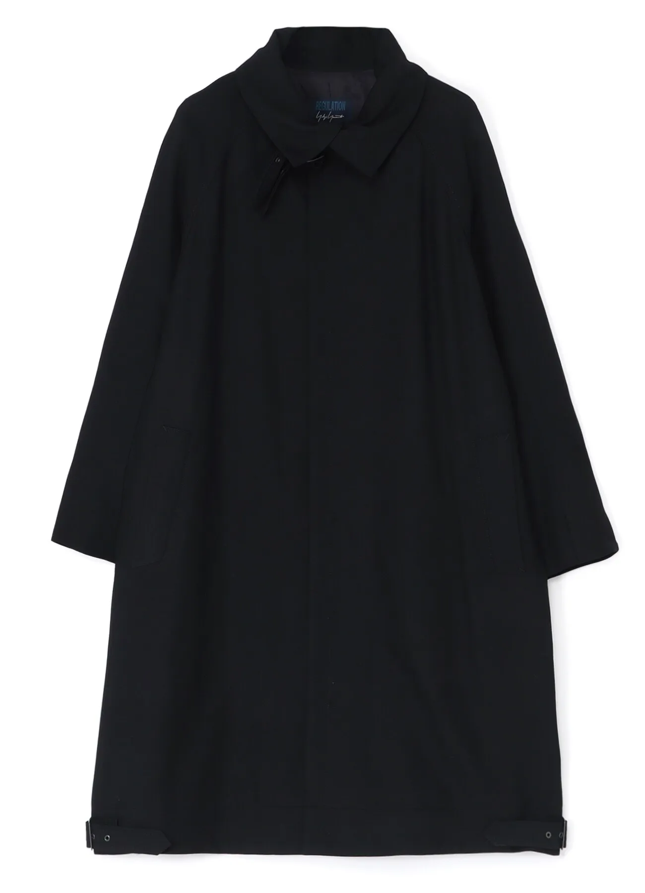 WOOL/RAYON GABARDINE COLLAR BELT DETAIL COAT