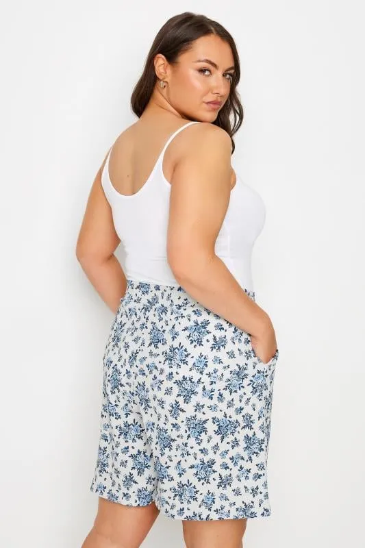 YOURS - Short Blanc & Bleu Vintage Design Floral