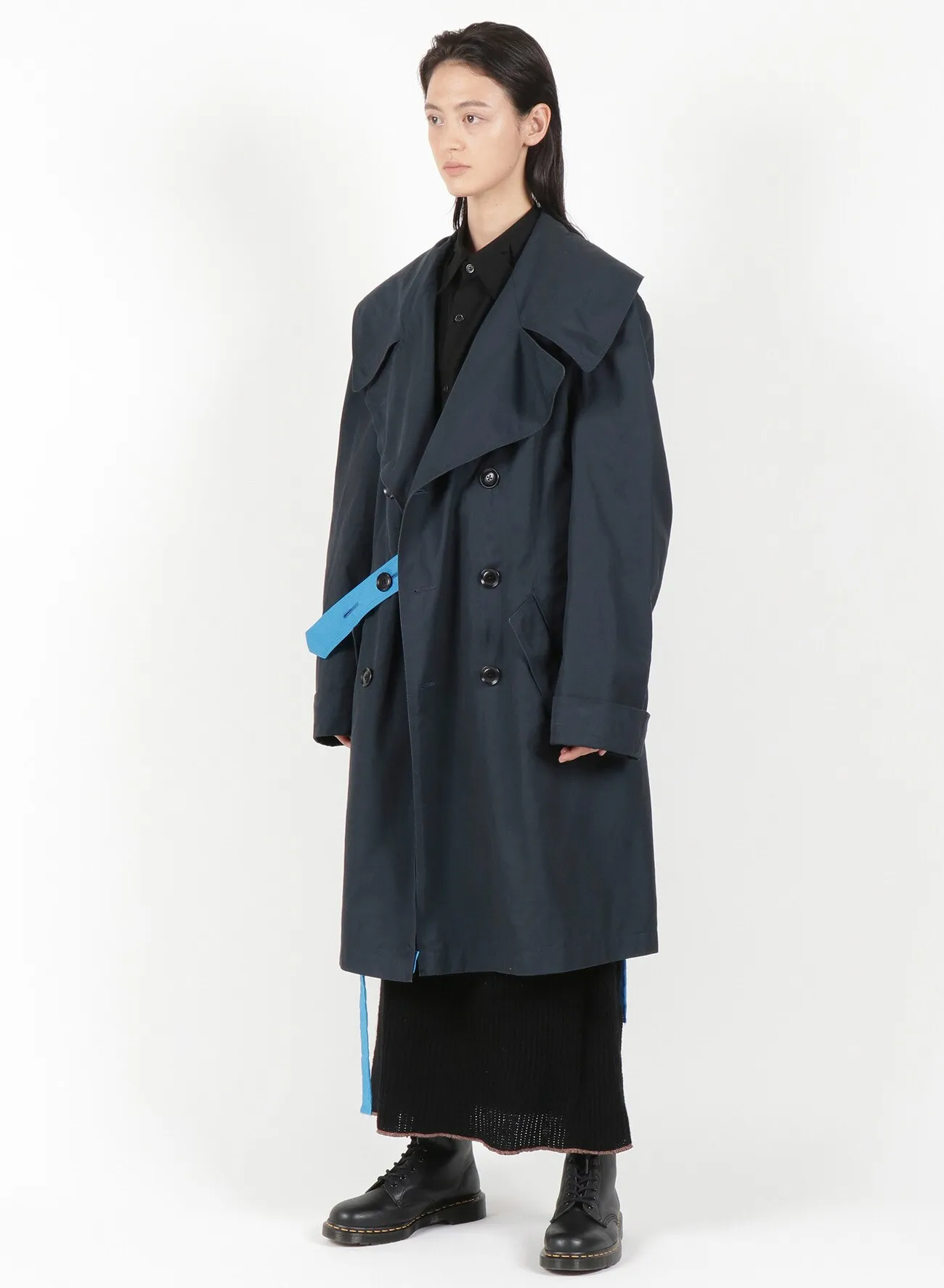 Y's BANG ON!No.113 Navy-coat Cotton gabardine BIO