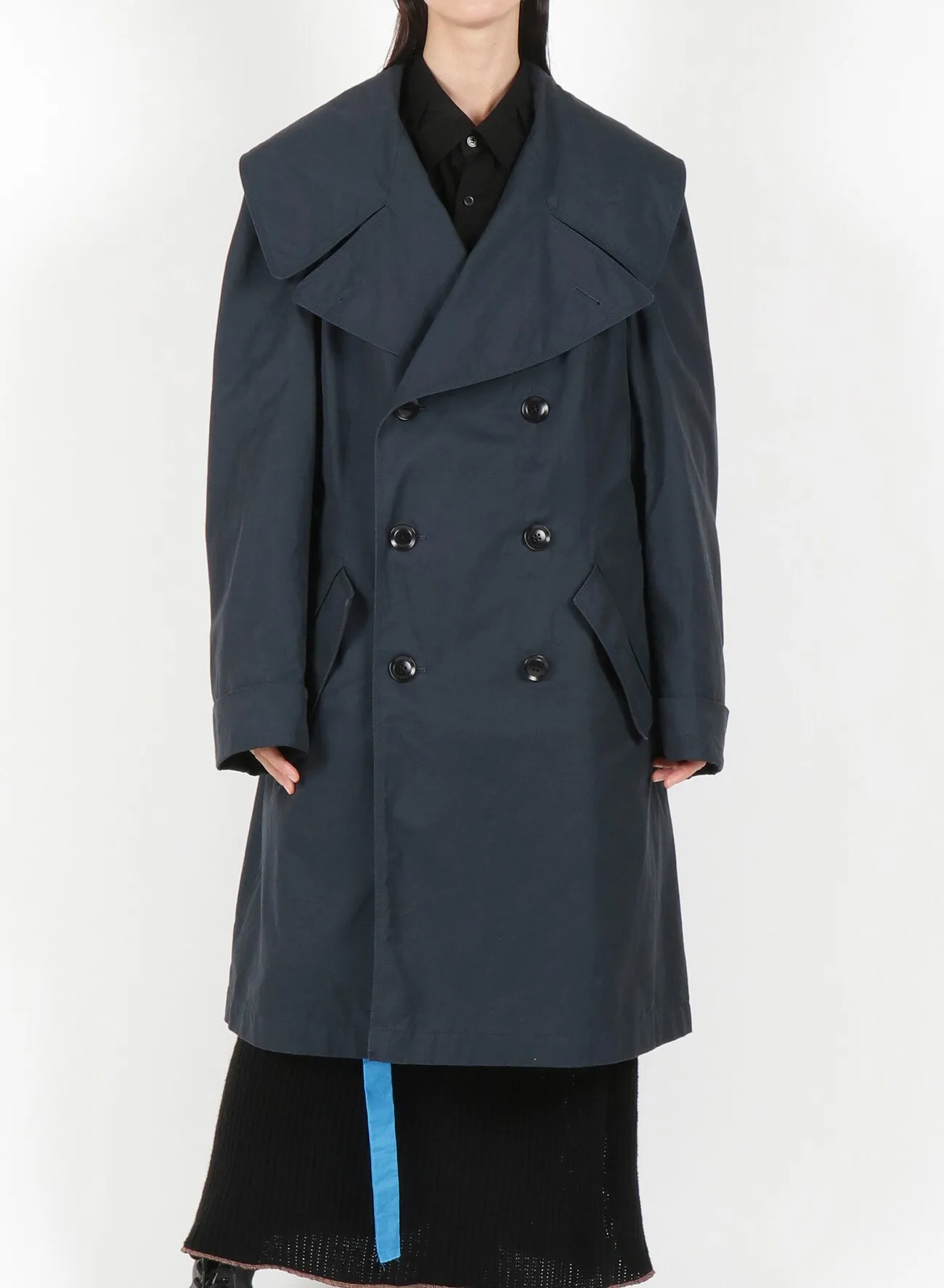 Y's BANG ON!No.113 Navy-coat Cotton gabardine BIO