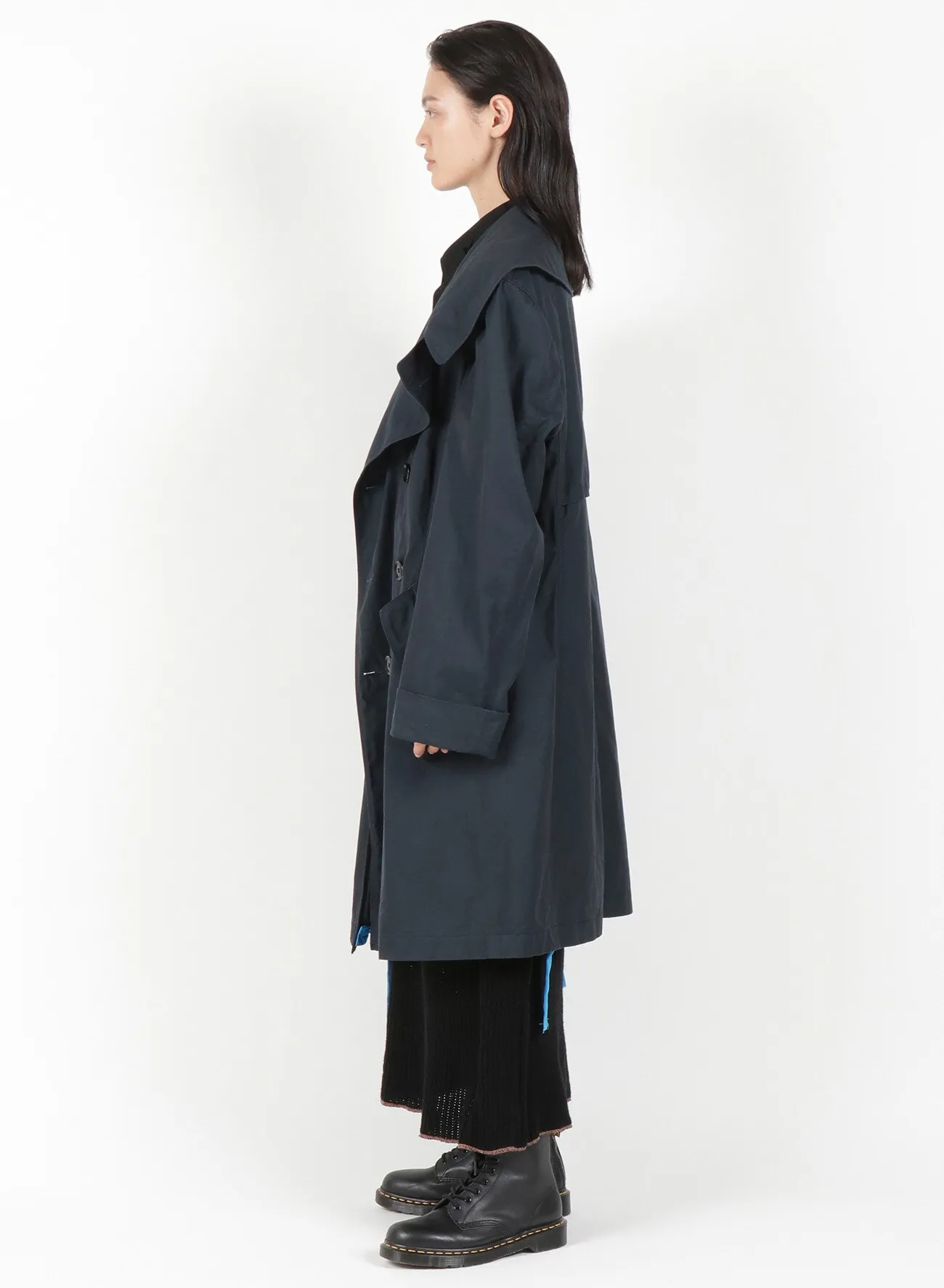 Y's BANG ON!No.113 Navy-coat Cotton gabardine BIO