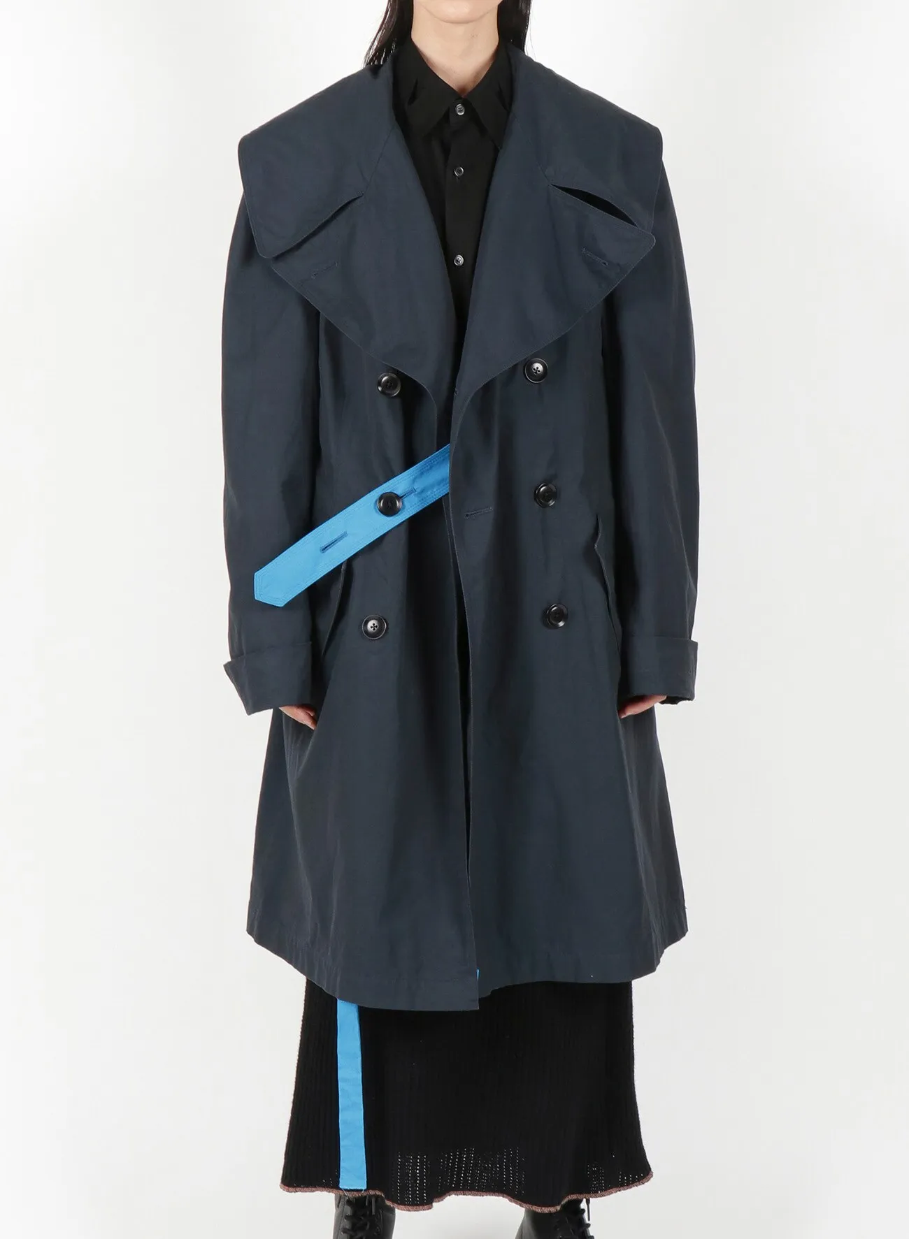 Y's BANG ON!No.113 Navy-coat Cotton gabardine BIO