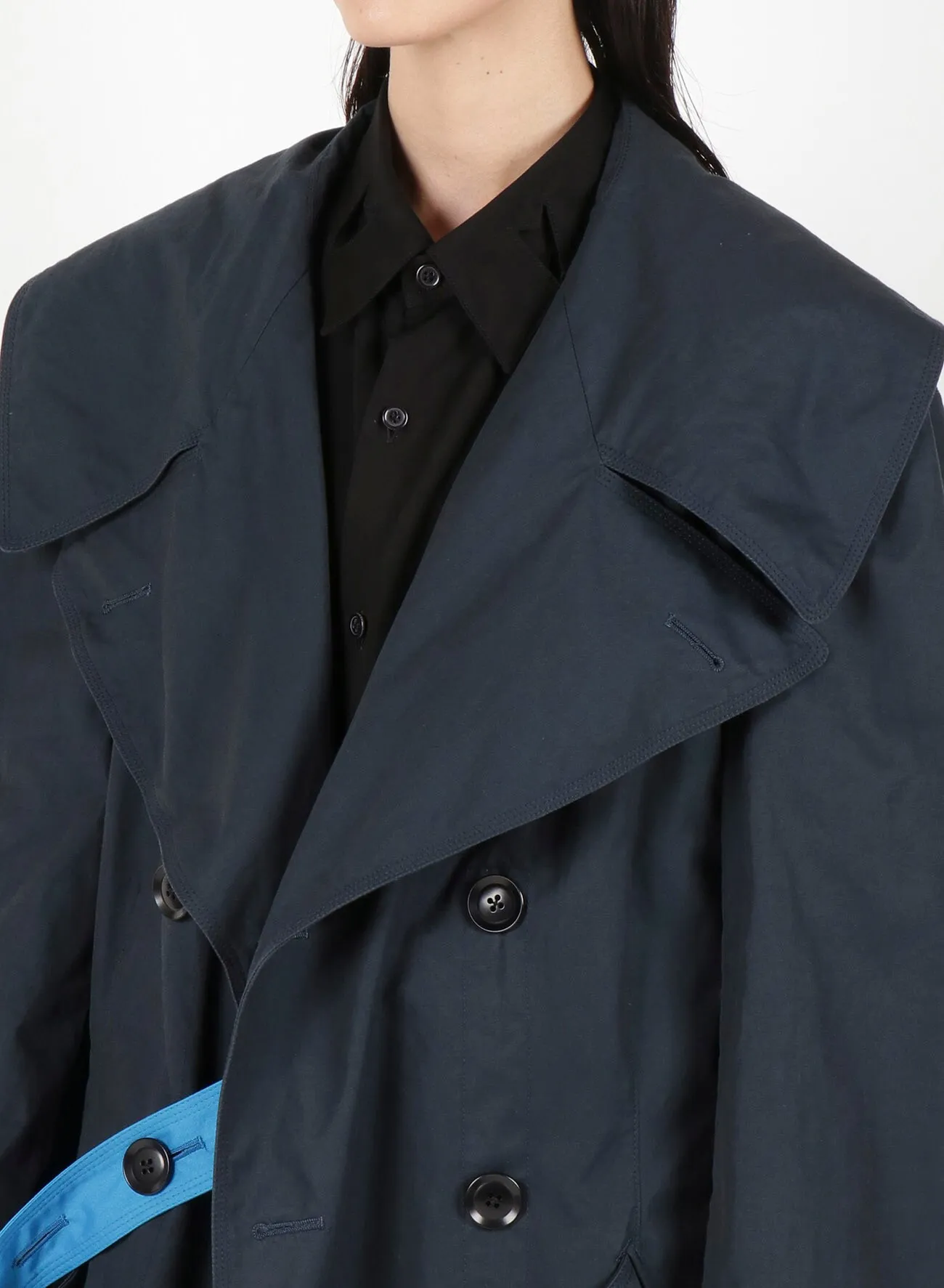 Y's BANG ON!No.113 Navy-coat Cotton gabardine BIO