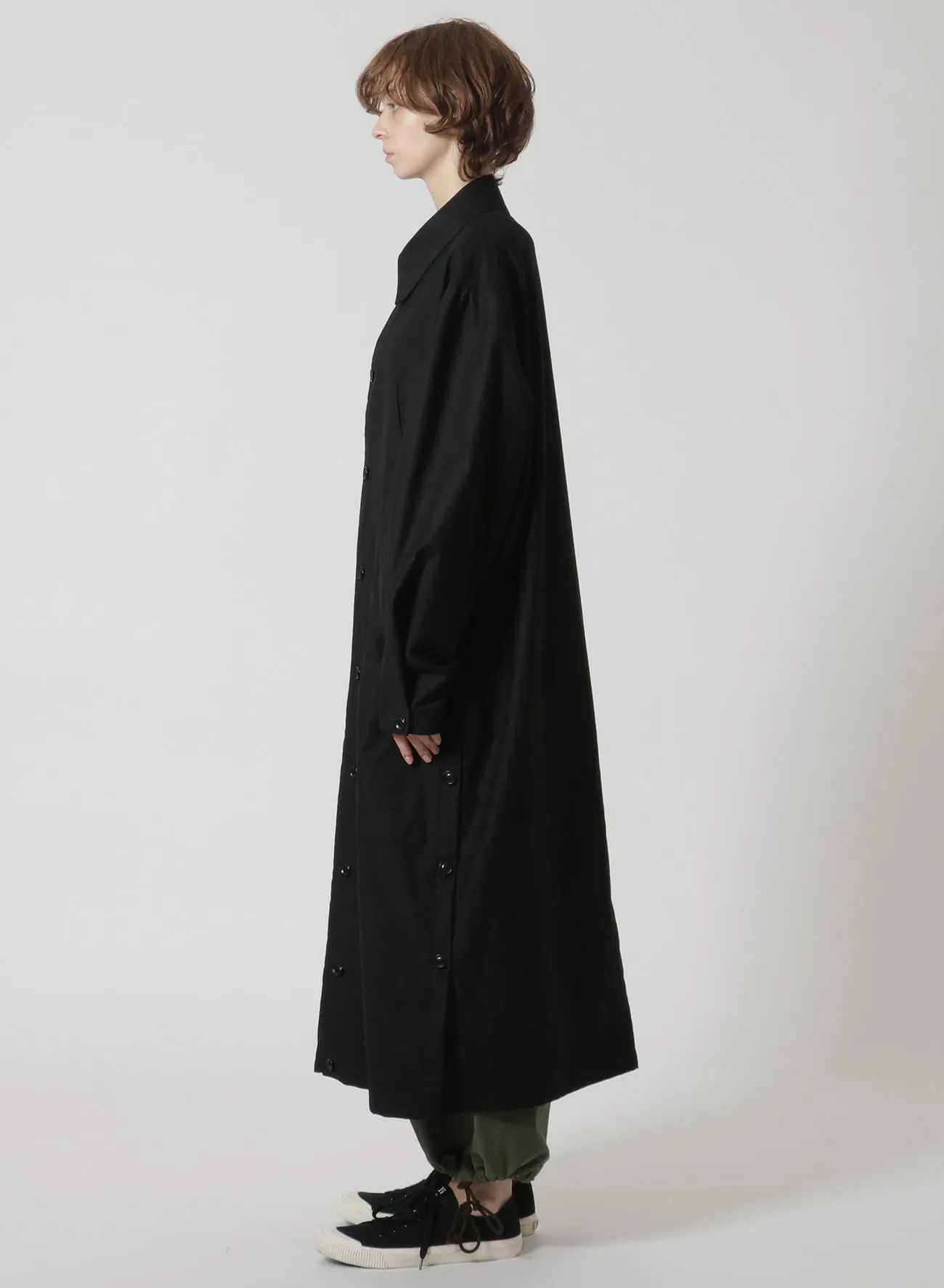 [Y's-Black Name]BLACK TWILL SIDE VENT WORK SHIRT COAT