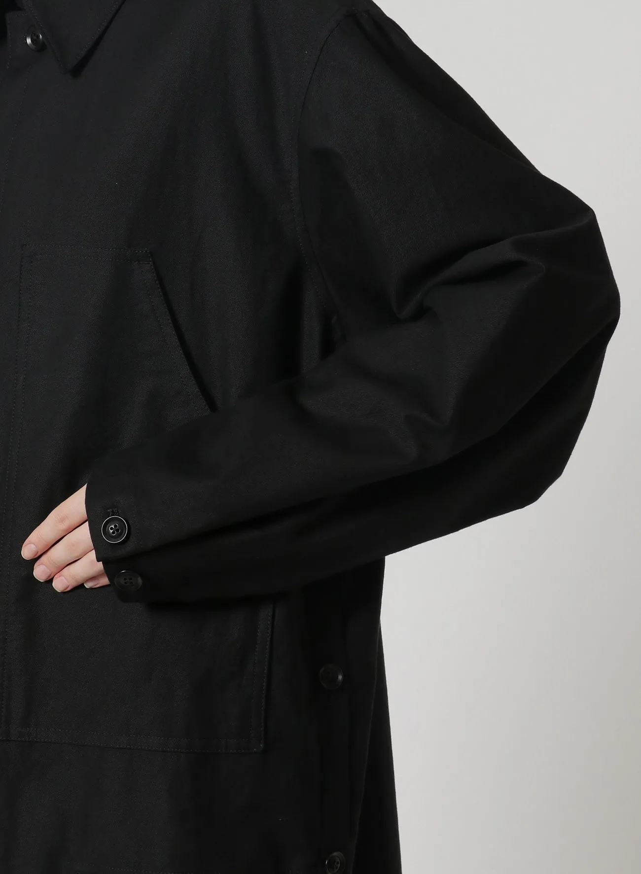 [Y's-Black Name]BLACK TWILL SIDE VENT WORK SHIRT COAT